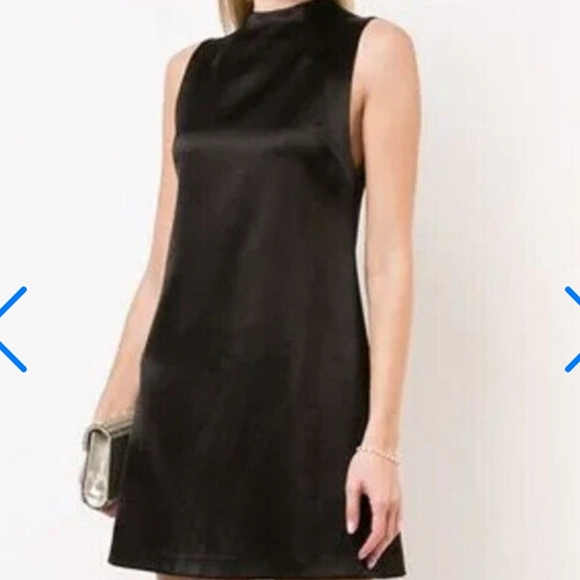 Alice + Olivia Black Satin A-line Sheeth Dress Sz 4 - Picture 1 of 12